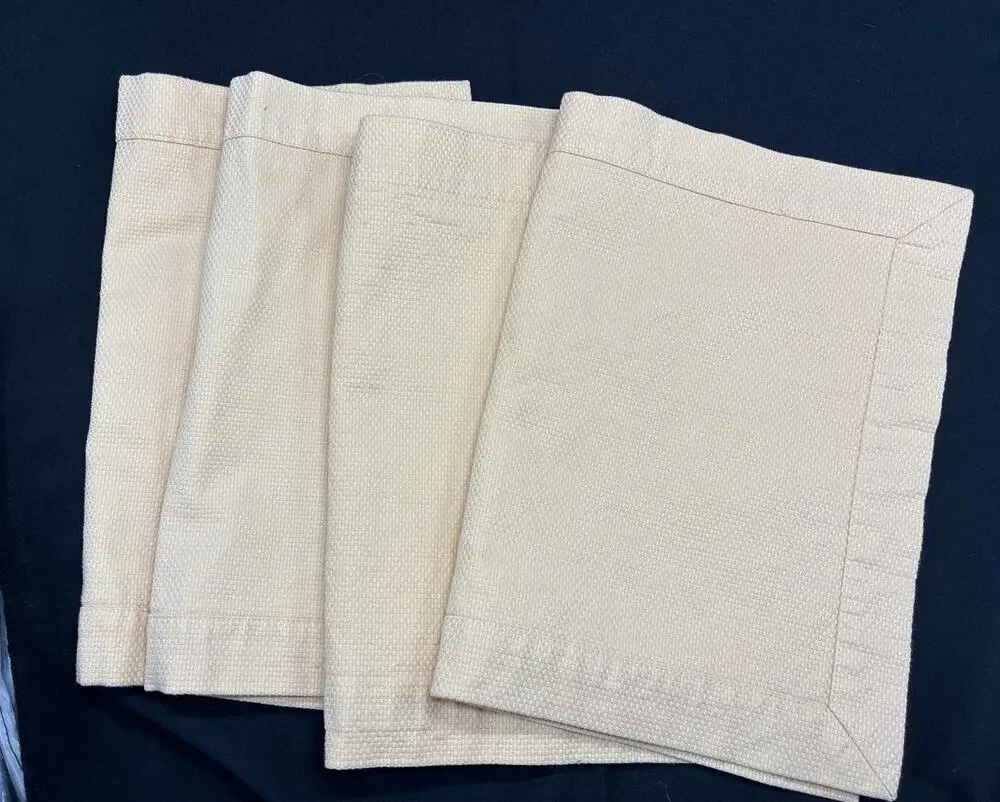 Pier 1 Imports Set of 4 Tan Woven Cotton Placemats Textured Farmhouse Linens